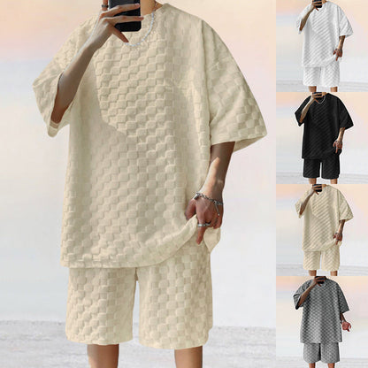 Herren T-Shirt Shorts Set Leicht Entspannt Kurzarm Sommer - BerlinGlamour
