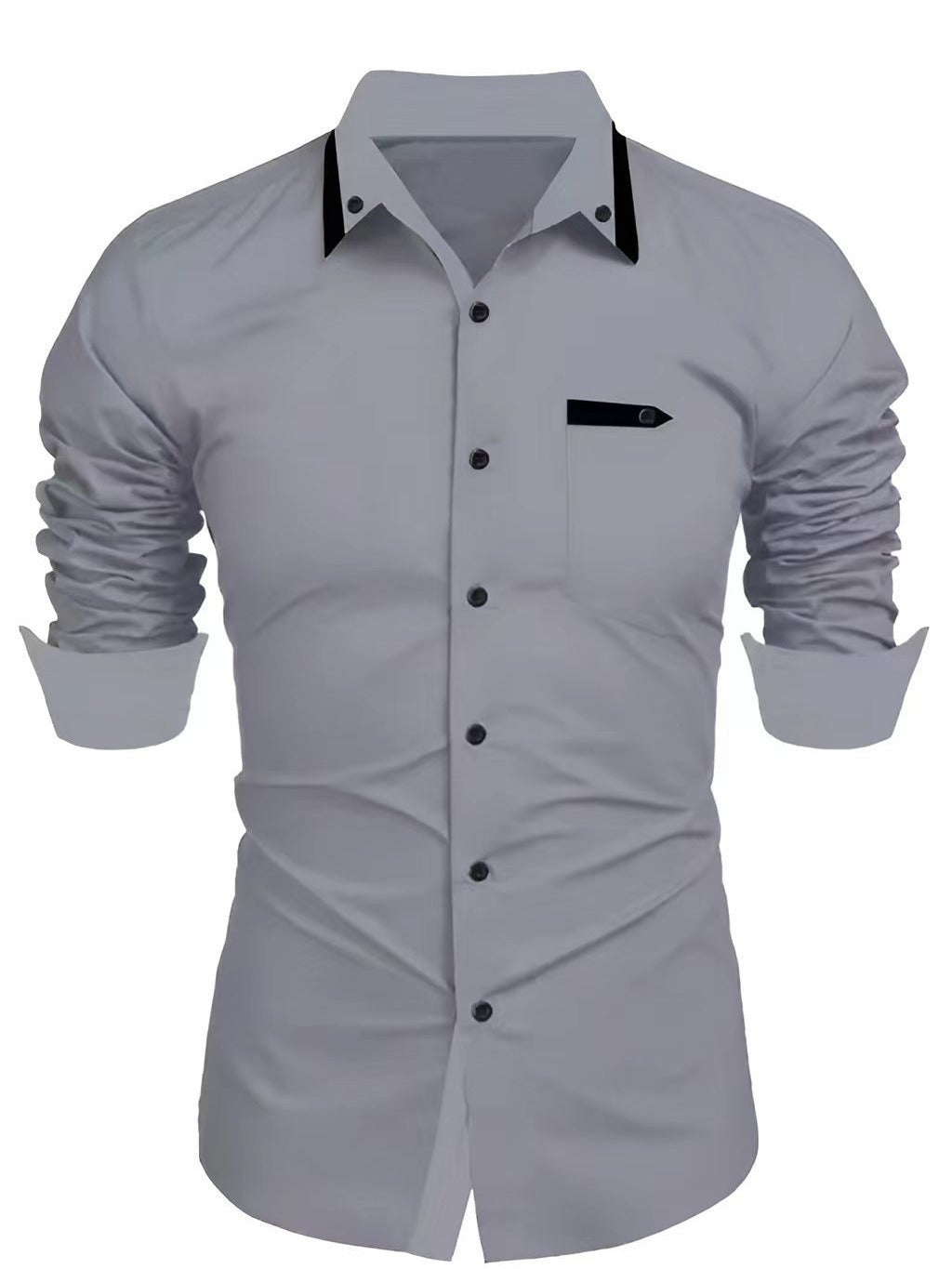 Elegantes Langarmhemd Herren mit Kontrastknöpfen Modern