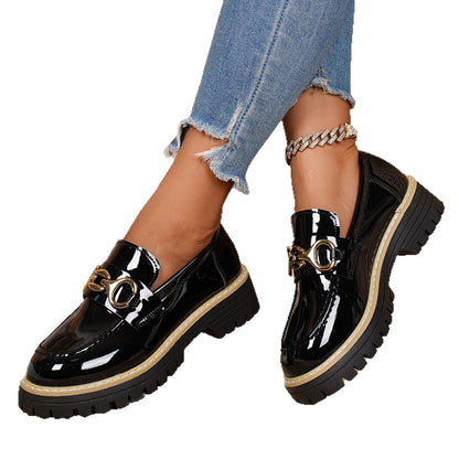 Damen Mokassinschuhe Komfortabel Glänzend Robust