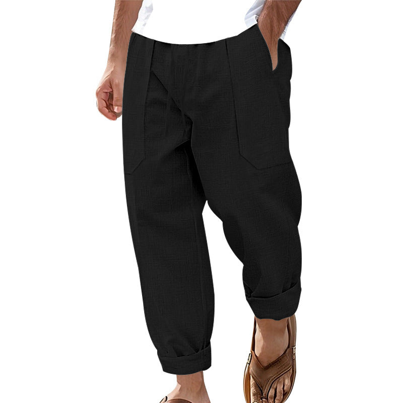 Bequeme Haremshose Herren Mit Verstellbarem Bund und Taschen