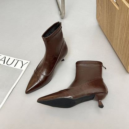 Damen Stiletto Ankleboots Elegant Reißverschluss