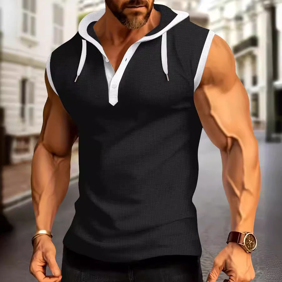 Kurzarm Kapuzen Polo Shirt Sportlich Herren