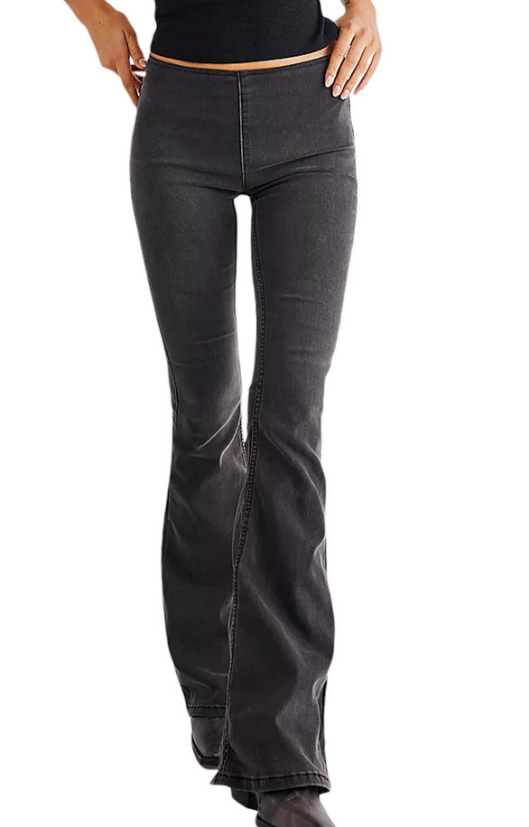 Damen Highwaist Jeans Flared Schnitt Figurbetont