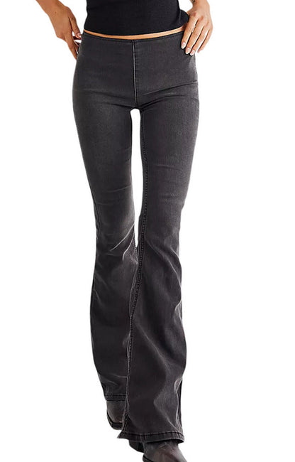 Damen Highwaist Jeans Flared Schnitt Figurbetont