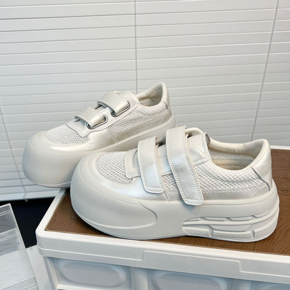 Damen Sneaker Sportlich Klettverschluss Weißen