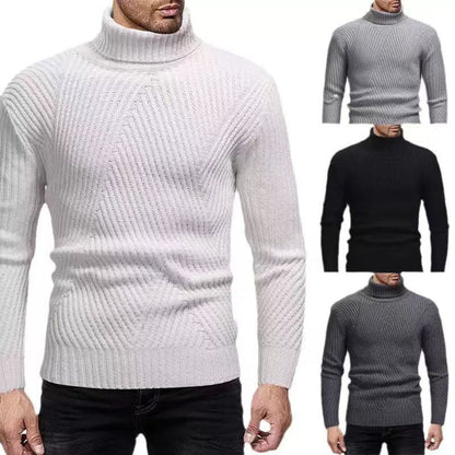 Herren Rollkragenpullover Gerippt Strukturiert Elegent - BerlinGlamour