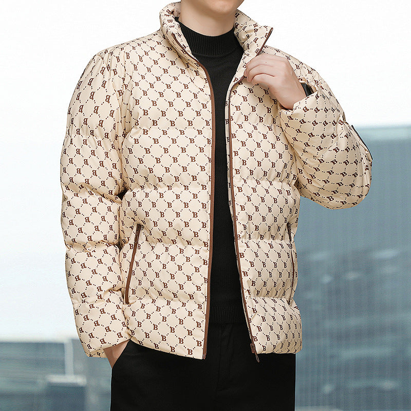 Herren Daunenjacke Modern mit Grafik Muster Winter