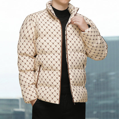 Herren Daunenjacke Modern mit Grafik Muster Winter