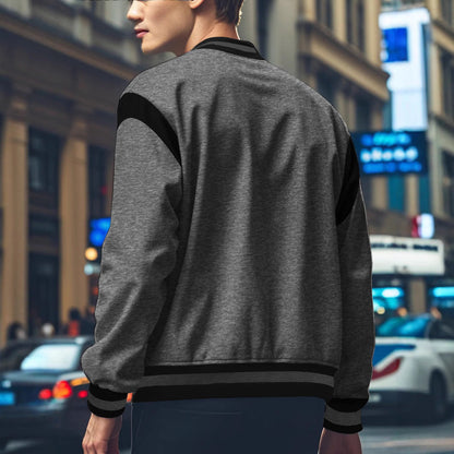 Herren Collegejacke Sportlich Kontrastärmel Knopfdesign