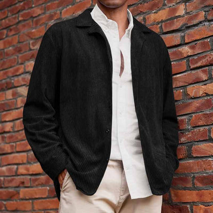 Herren Cordjacke Lässig Offener Kragen Strukturiert
