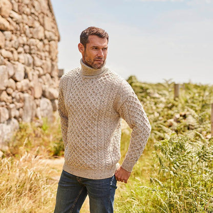 Herren Strickpullover Zopf Muster Hochkragen Modern