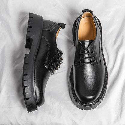 Damen Schnürschuhe Hochhackig Robust Leder Schwarz