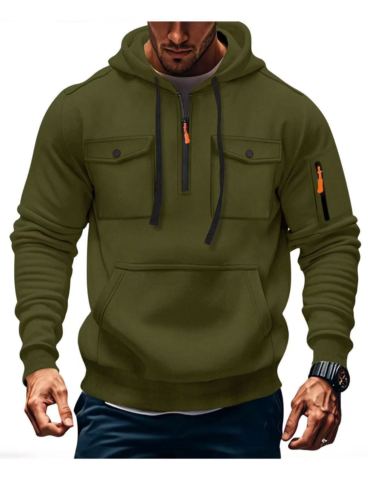 Herren Hoodie Funktionsjacke Mit Taschen Sportlich Modern