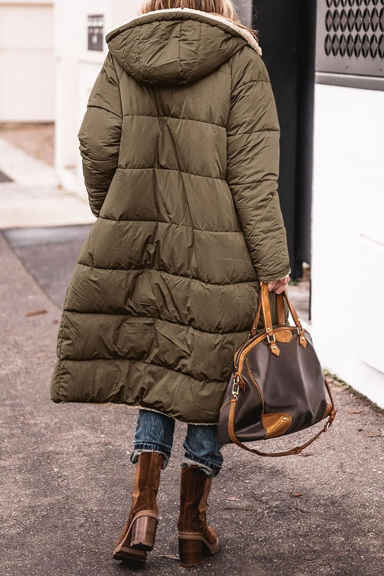 Damen Parka gefüttert mit Kapuze und lässigem Schnitt