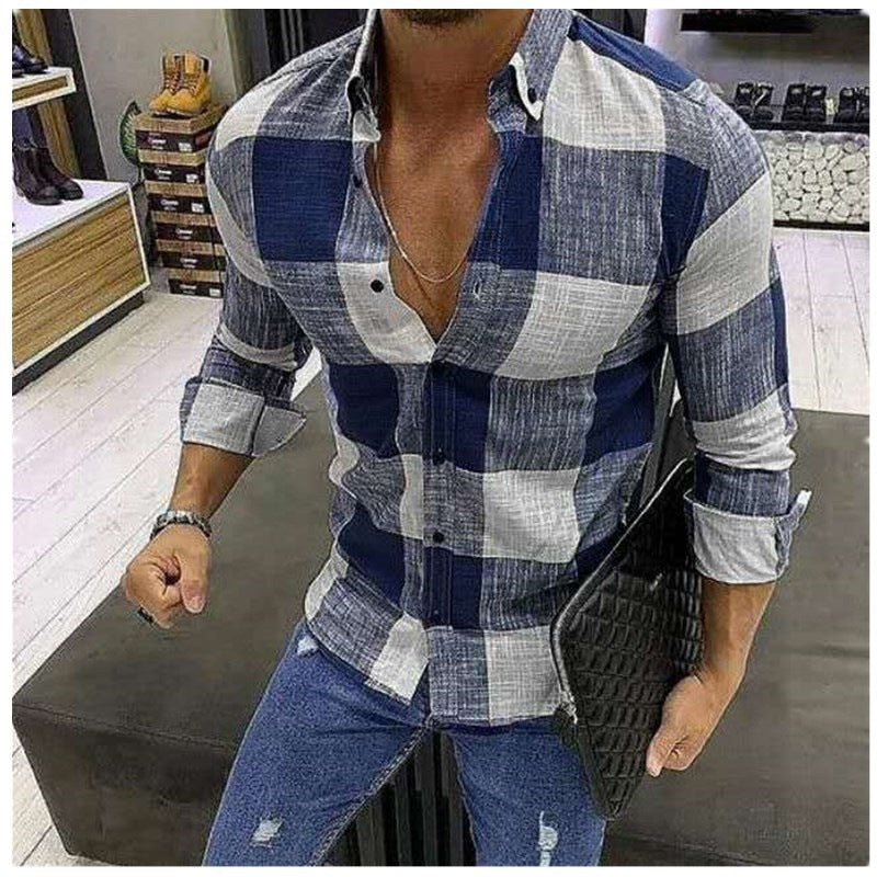 Herren Langarmhemd Karomuster Modern SlimFit