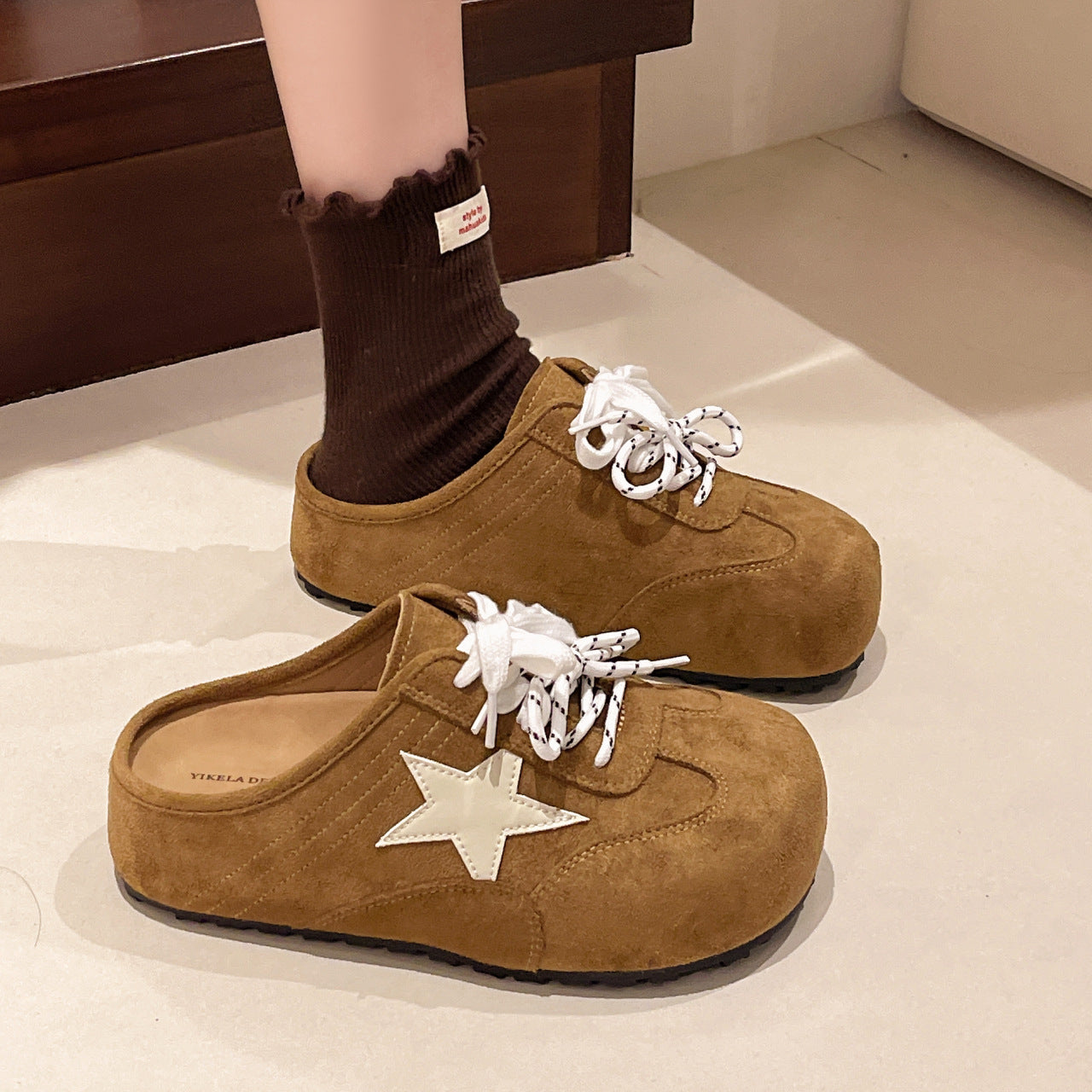 Damen Clogs Bequem Sternemblem Rutschfest