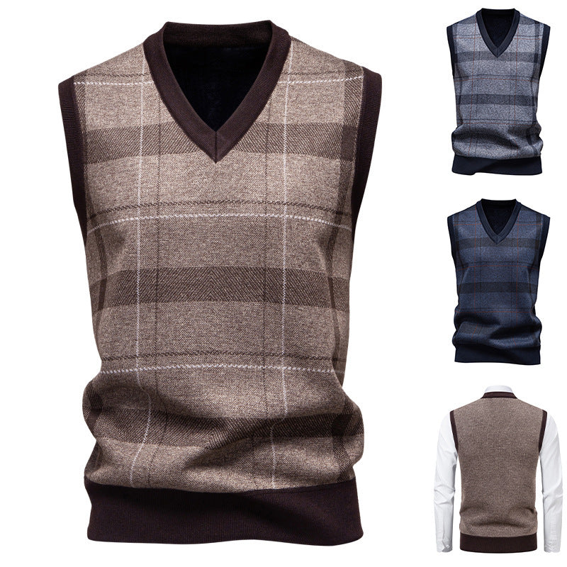 Herren Strickweste Karomuster Modern Trendy - BerlinGlamour