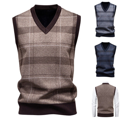 Herren Strickweste Karomuster Modern Trendy - BerlinGlamour