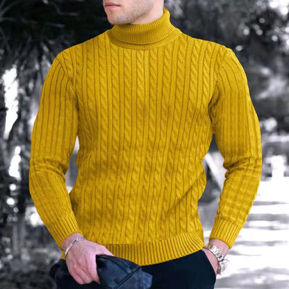 Herren Strickpullover Modern Rippmuster Hochkragen
