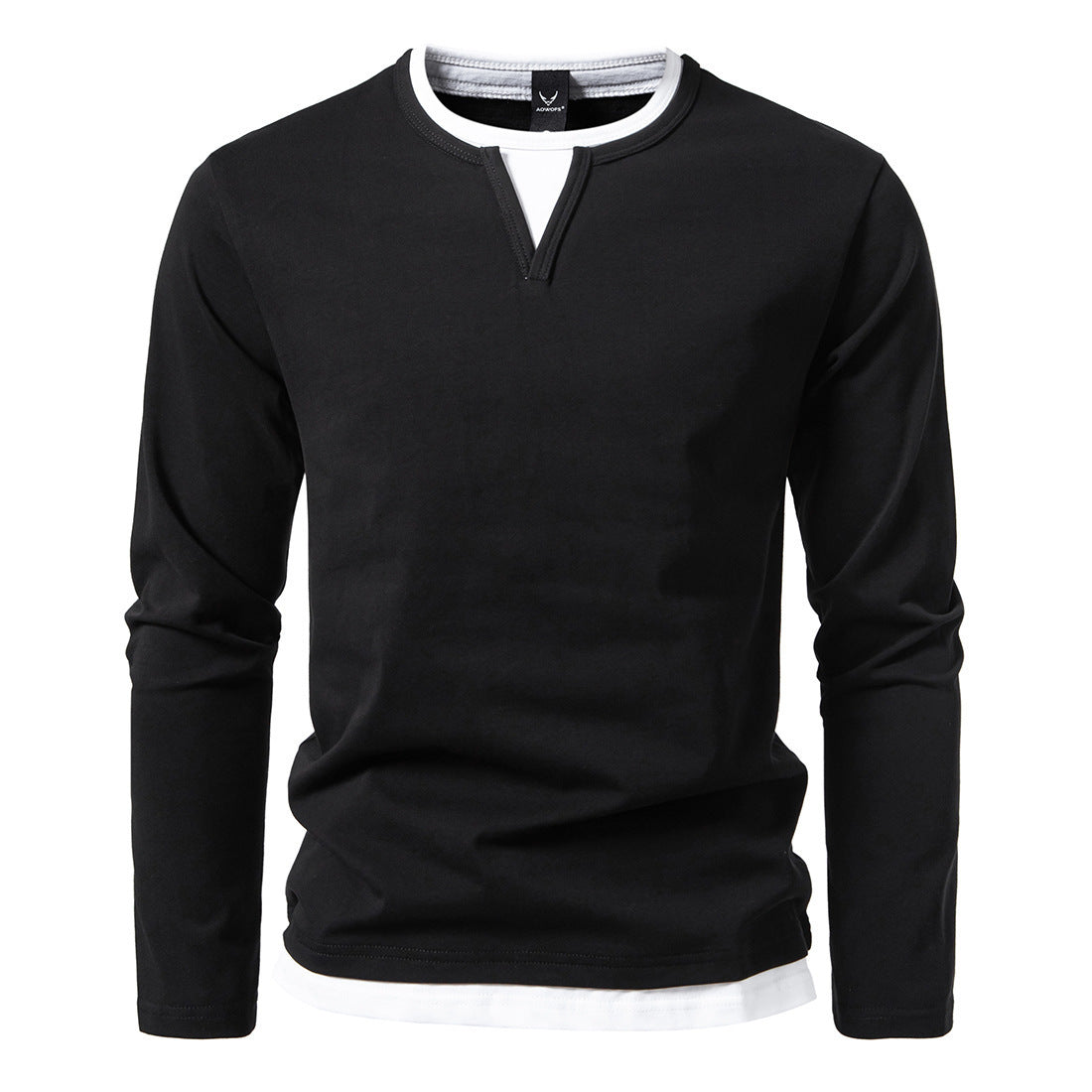 Herren T-Shirt Langarm Modern V-Ausschnitt Grau Trendig