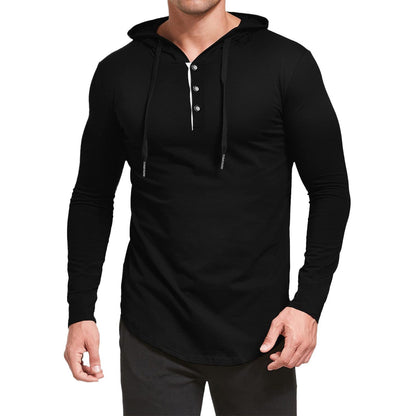 Herren Hoodie Langarm mit Knopfleiste Trendig Größe XL