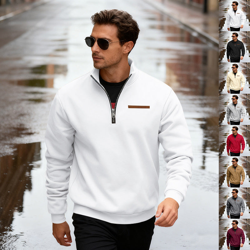Herren Sportpullover Halbhoch Reißverschluss Modern - BerlinGlamour