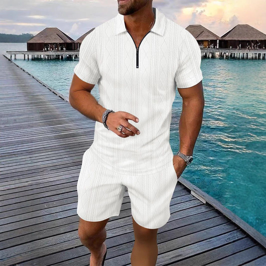Herren Freizeit-Set Modern mit Kurz-Reißverschluss Trendsport