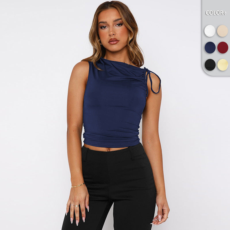 Damen Wickeltop Asymmetrisch Mit Knoten Elegant - BerlinGlamour