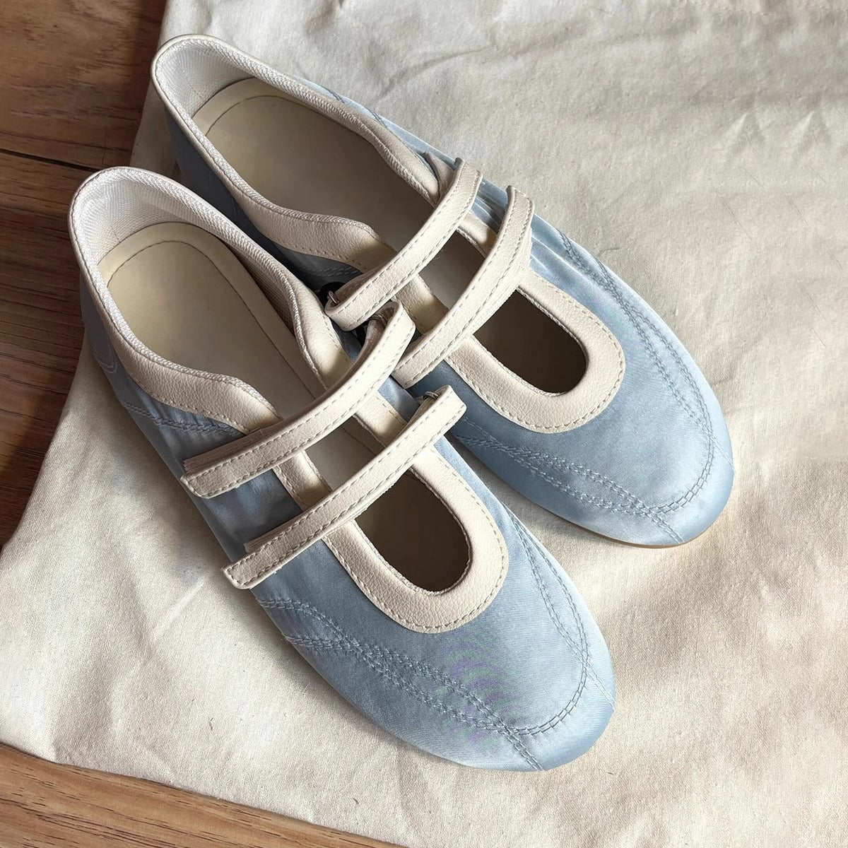 Damen Ballerinas Bequem Doppelriemen atmungsaktiv