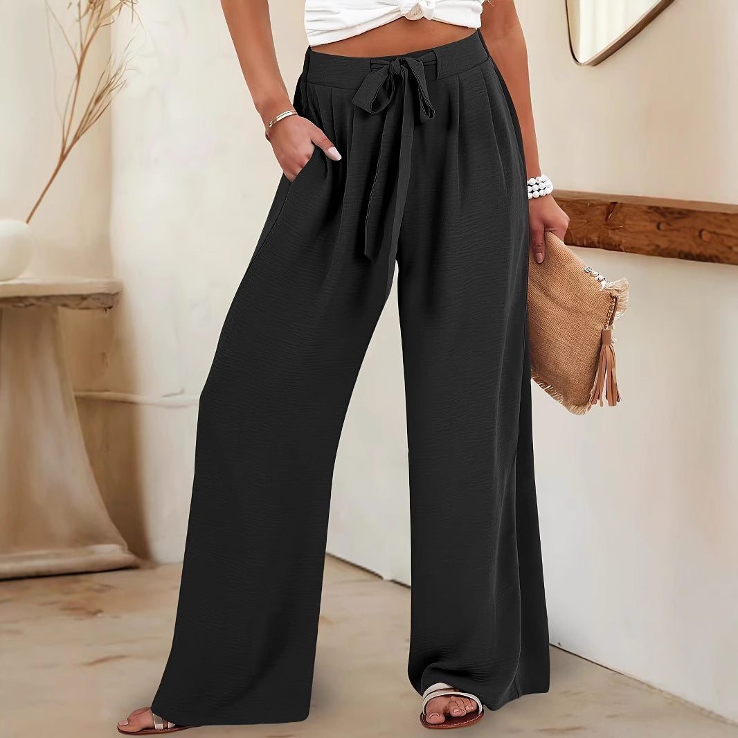 Damen Palazzo Hose Leicht und Luftig mit Taschen Sommer