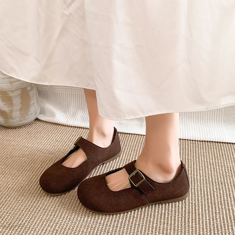 Damen Ballerinas Mary Jane Bequem Verstellbar
