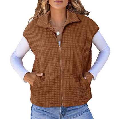 Damen Steppweste Warm mit Reißverschluss und Taschen - BerlinGlamour