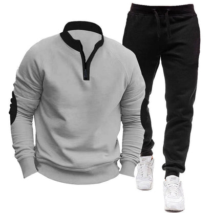 Herren Sportanzug Hoodie Jogger Kontrast Ärmel