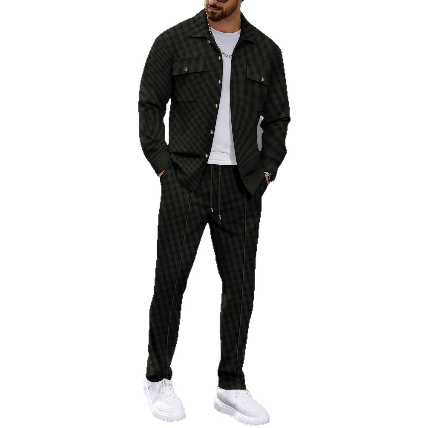Herren Freizeitanzug Set Modern mit Taschen und Struktur
