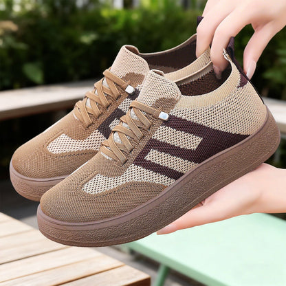 Damen Sneaker Bequem Plateau Atmungsaktiv
