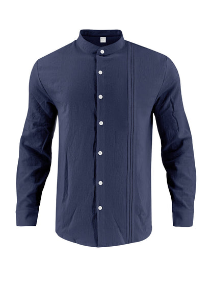 Herren Hemd Langarm Stehkragen Modern Elegant