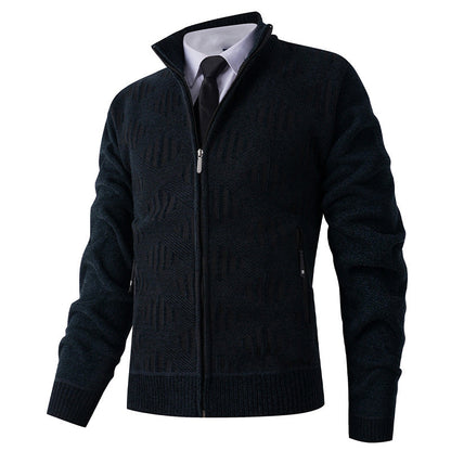 Herren Strickjacke Modern Reißverschluss Strukturiert
