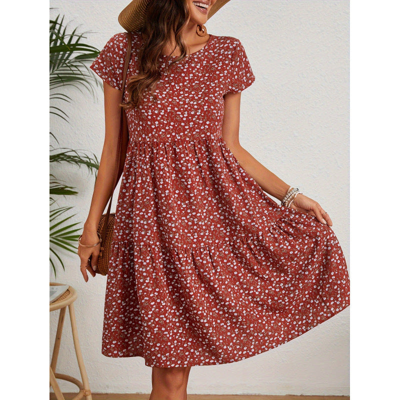 A-Linie Kleid Blumenmuster Damenkleid Elegant