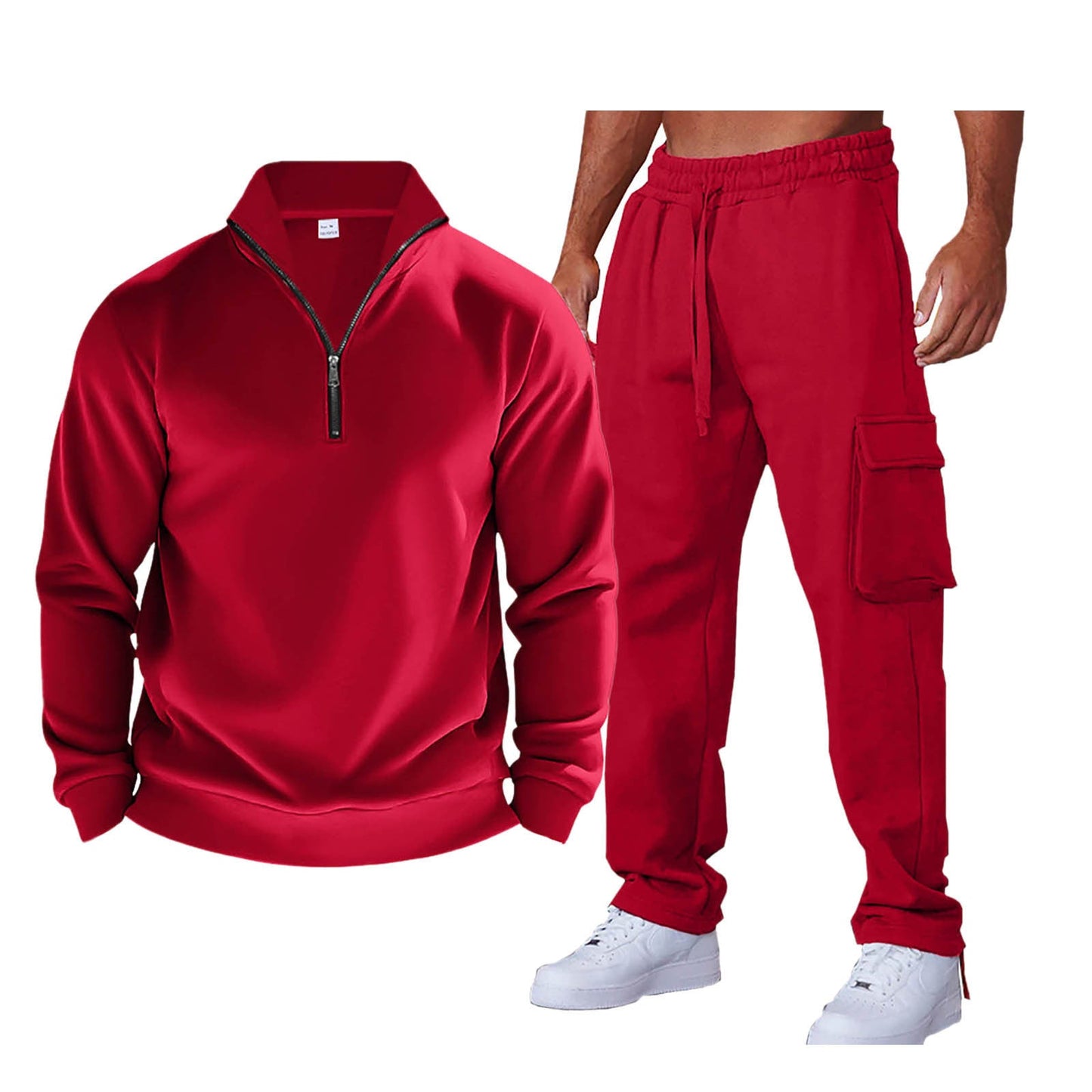 Herren Freizeitanzug Mit Taschen Stehkragen Modern