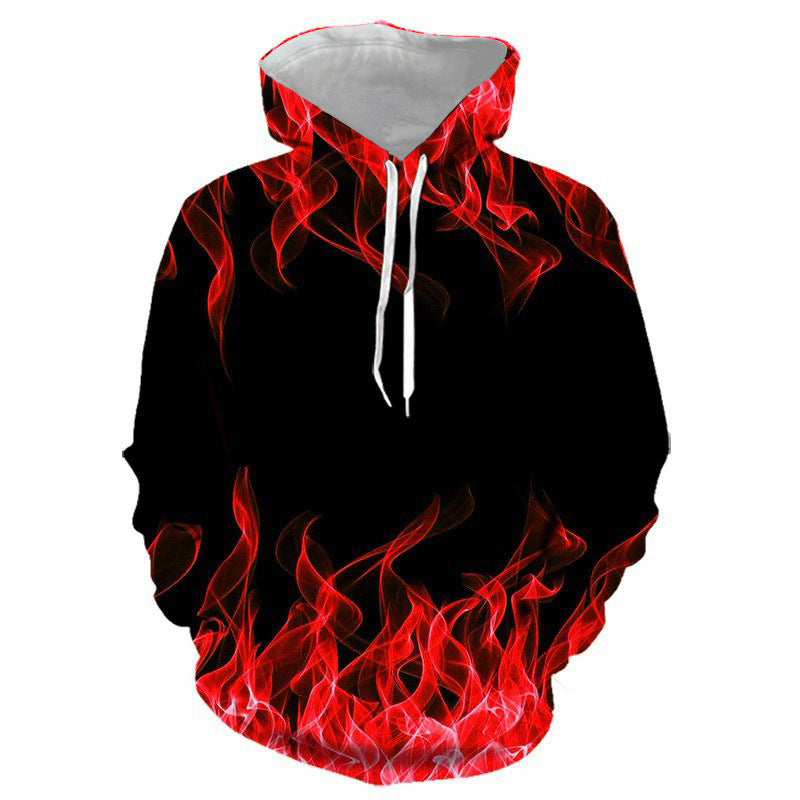 Unisex Kapuzenpullover mit auffälligem Flammenmotiv BerlinGlamour → Unisex Mode für Männer und Frauen, auffällige Flamenco-Ästhetik, Berliner Chic