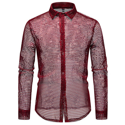 Herren Hemd Mesh atmungsaktiv Modern Designer
