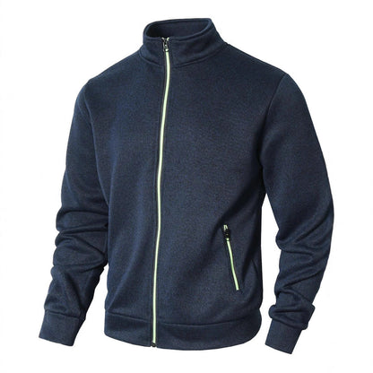 Herren Fleecejacke Sportlich Warm Mit Stehkragen