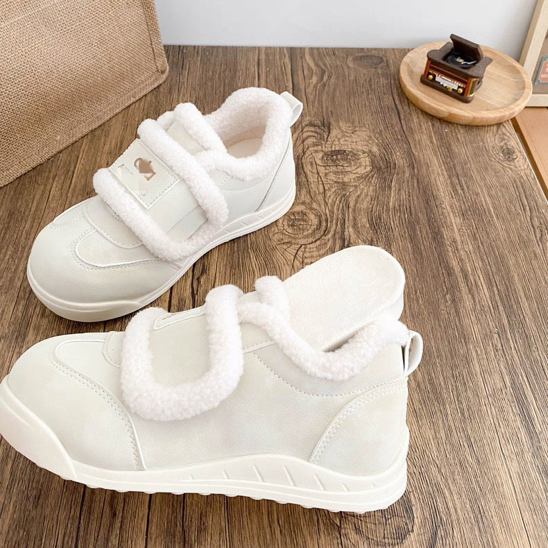 Damen Sneaker Warm Flauschig Klettverschluss Winter