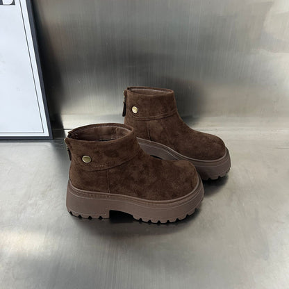 Damen Stiefeletten Weiches Wildleder Rutschfest Schlicht