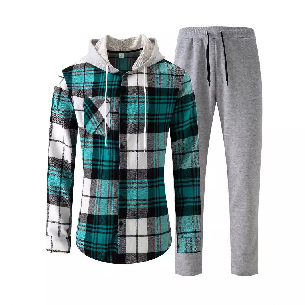 Herren Jumpsuit Karomuster Kuschelkragen Modern Schwarz - BerlinGlamour