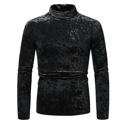 Eleganter Rollkragenpullover Herren Samtig Modern