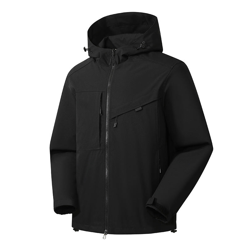 Herren Outdoor-Jacke Wasserdicht mit Kapuze und Reißverschlüssen