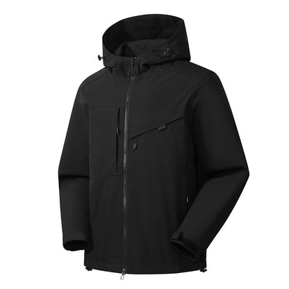 Herren Outdoor-Jacke Wasserdicht mit Kapuze und Reißverschlüssen