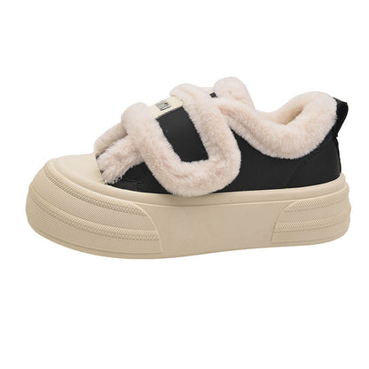 Damen Sneaker Flauschig Modisch Klettverschluss Weich