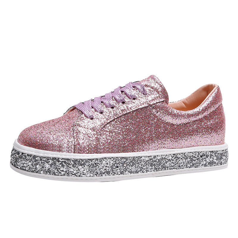 Damen Sneaker Glitzer Plateau Schuhe Komfortabel